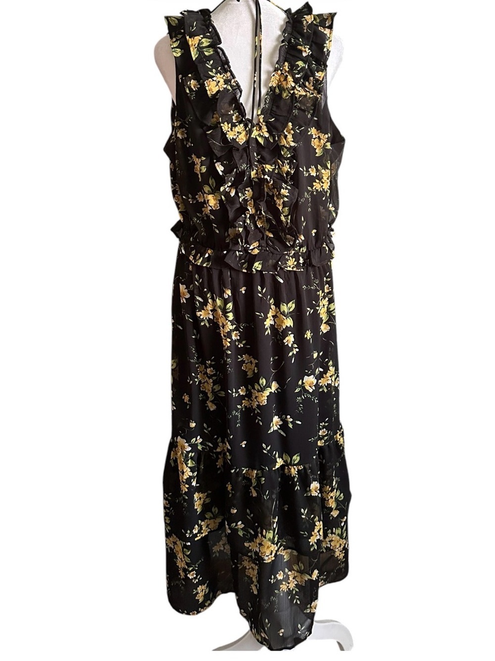 Maurice’s Black Floral Ruffle Maxi Dress - Women size XL